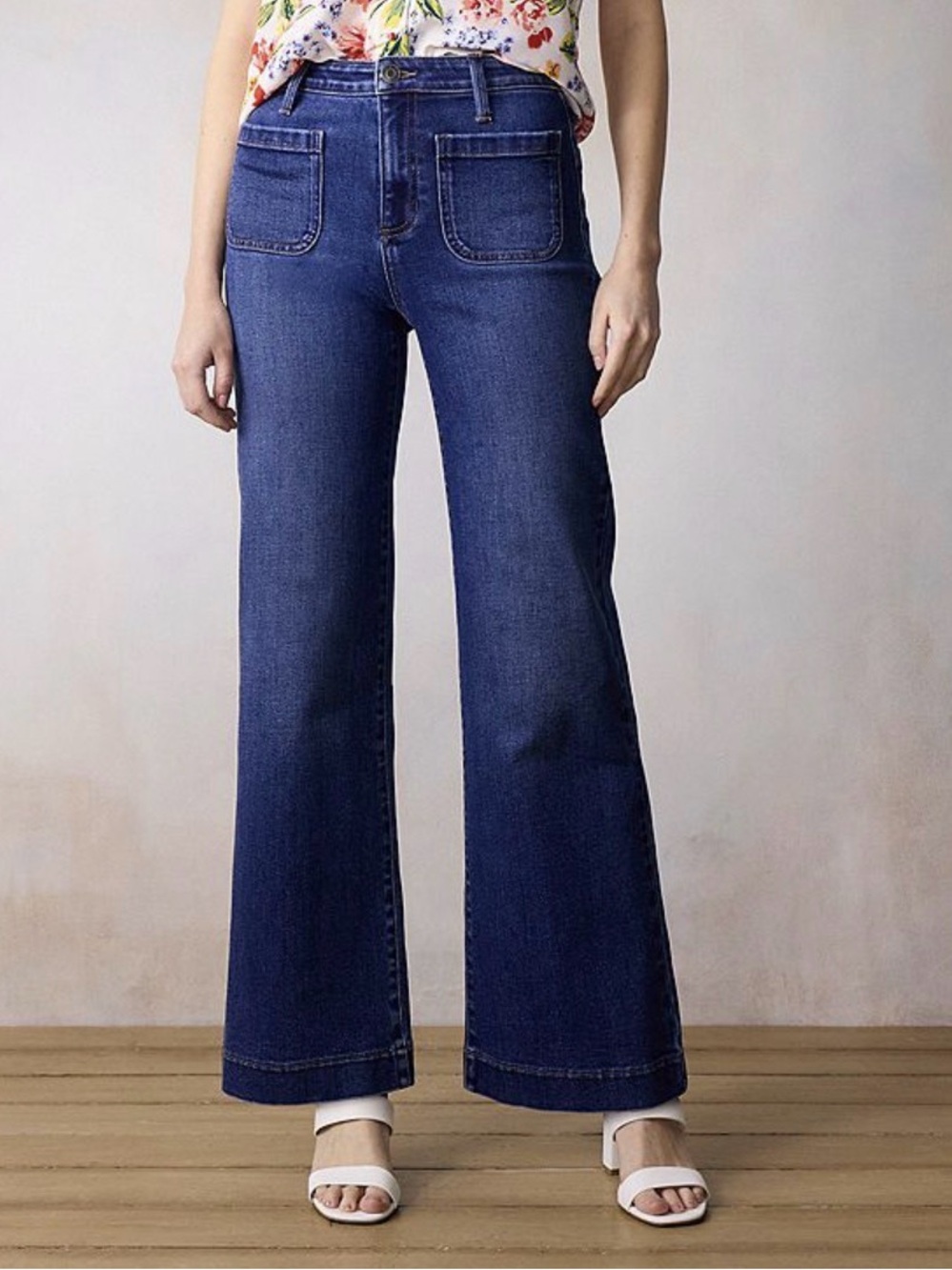 LC Lauren Conrad High-Rise Wide-Leg Jeans in Allison Wash - 14 short